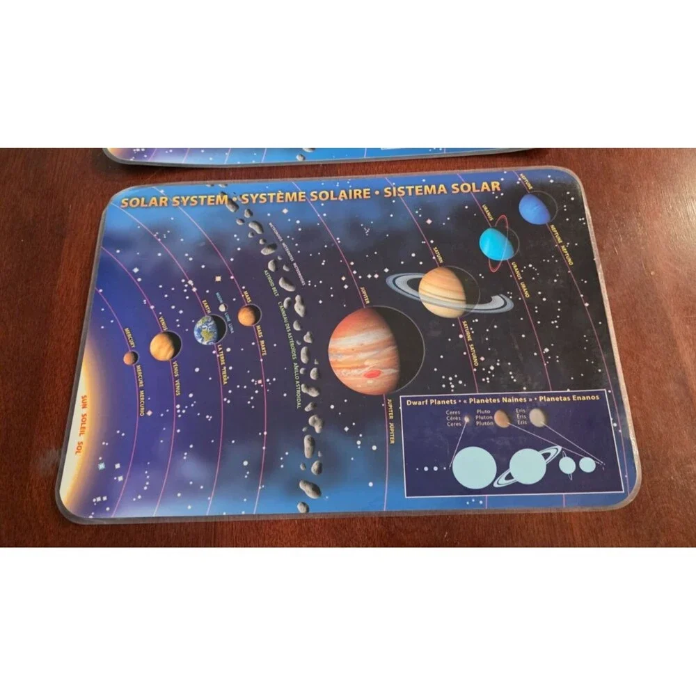 Solar System Educational Placemat Trilingual Plastic 2004 Homeschooling